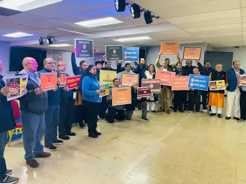 500 Hindu Americans a peaceful protest regarding the atrocities happening against Hindus in Bangladesh from August 2024 at Rana Regan Center in Carol Stream (Chicago Suburb) House to U.S. Capitol
